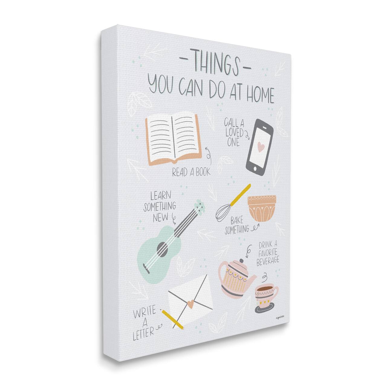 Stupell Industries Things To Do At Home Illustrated Self Care Guide Canvas Wall Art